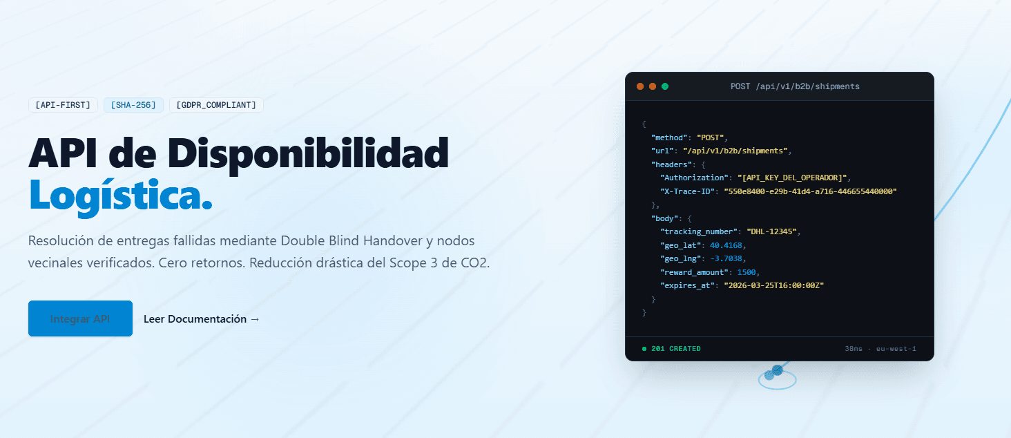 Hero de Neibr amb l'endpoint de l'API en directe