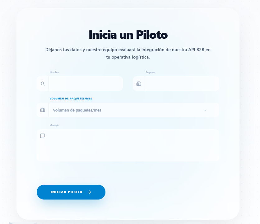Formulario "Inicia un Piloto" de Neibr